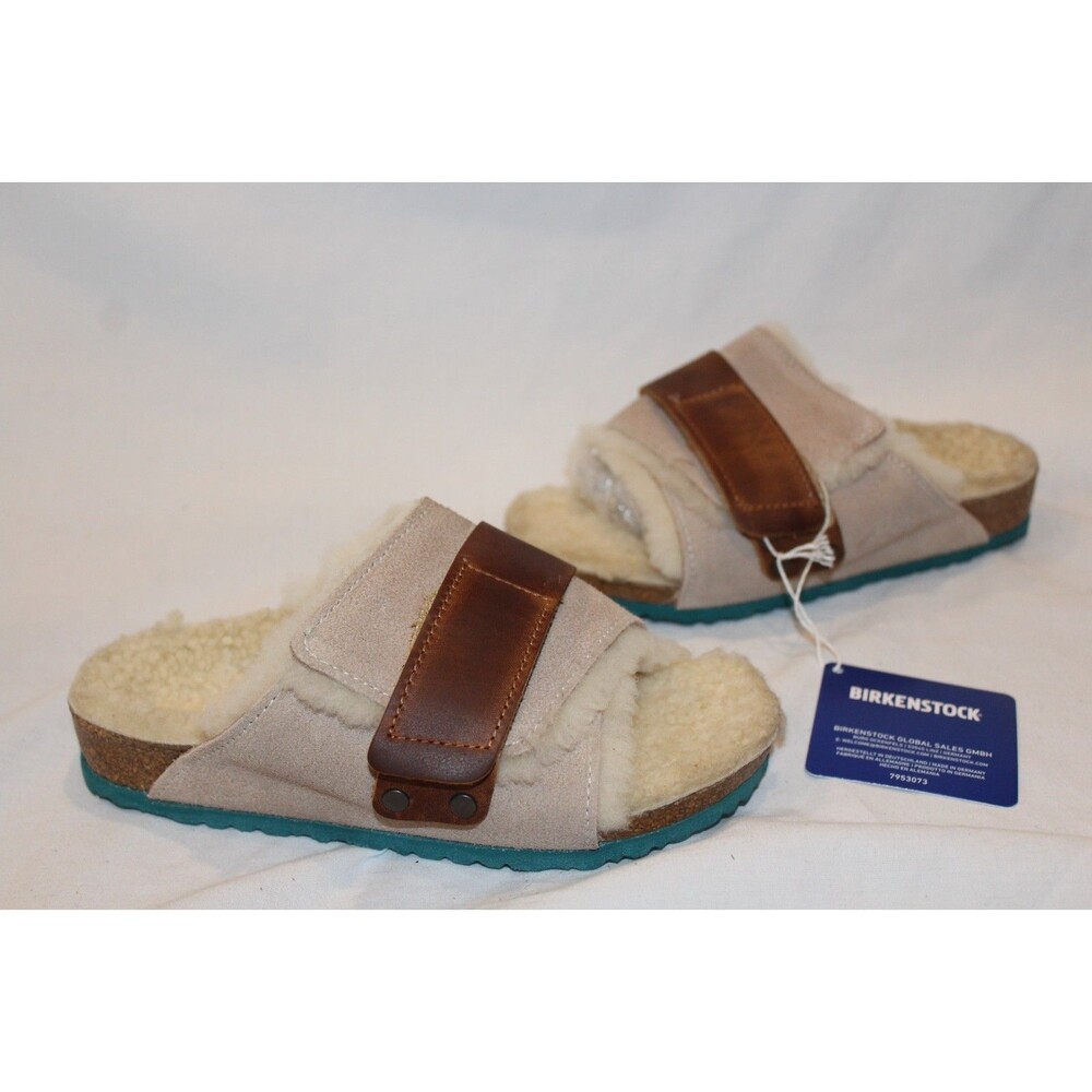 Birkenstock Kyoto‎ Teddy Kids Suede Sandals Shearling Lined BEIGE - Picture 3 of 6
